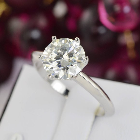 Certified 3ct Moissanite Ring Brilliant Cut Solitaire Engagement Ring - Picture 4 of 12